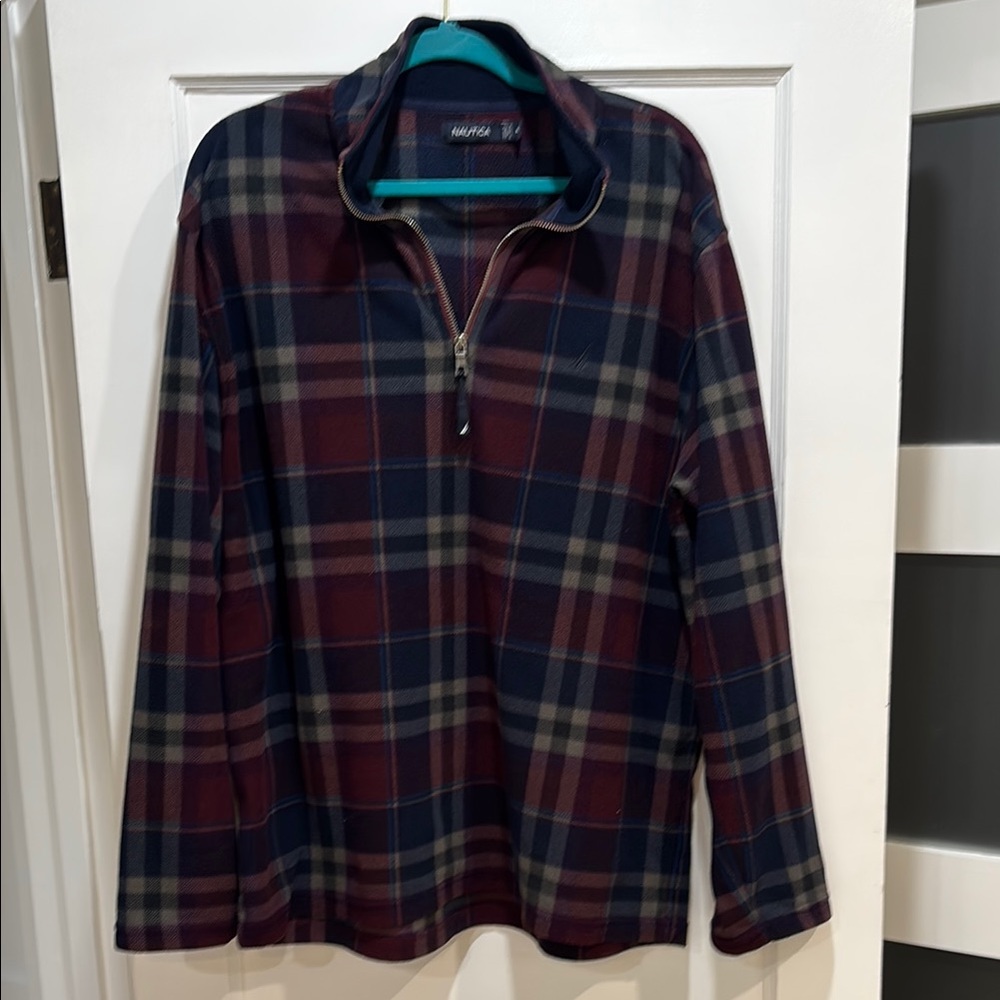 Nautica Blue and Red Zip Up Sweater